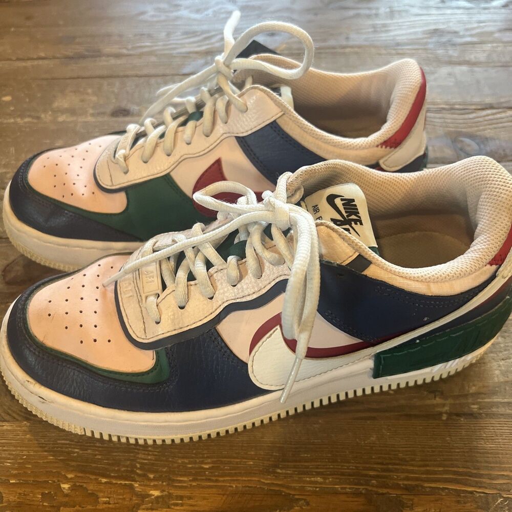 Nike Air Force 1 Shadow Mystic Low Top Navy Pink Green Red White Women’s Sz 10